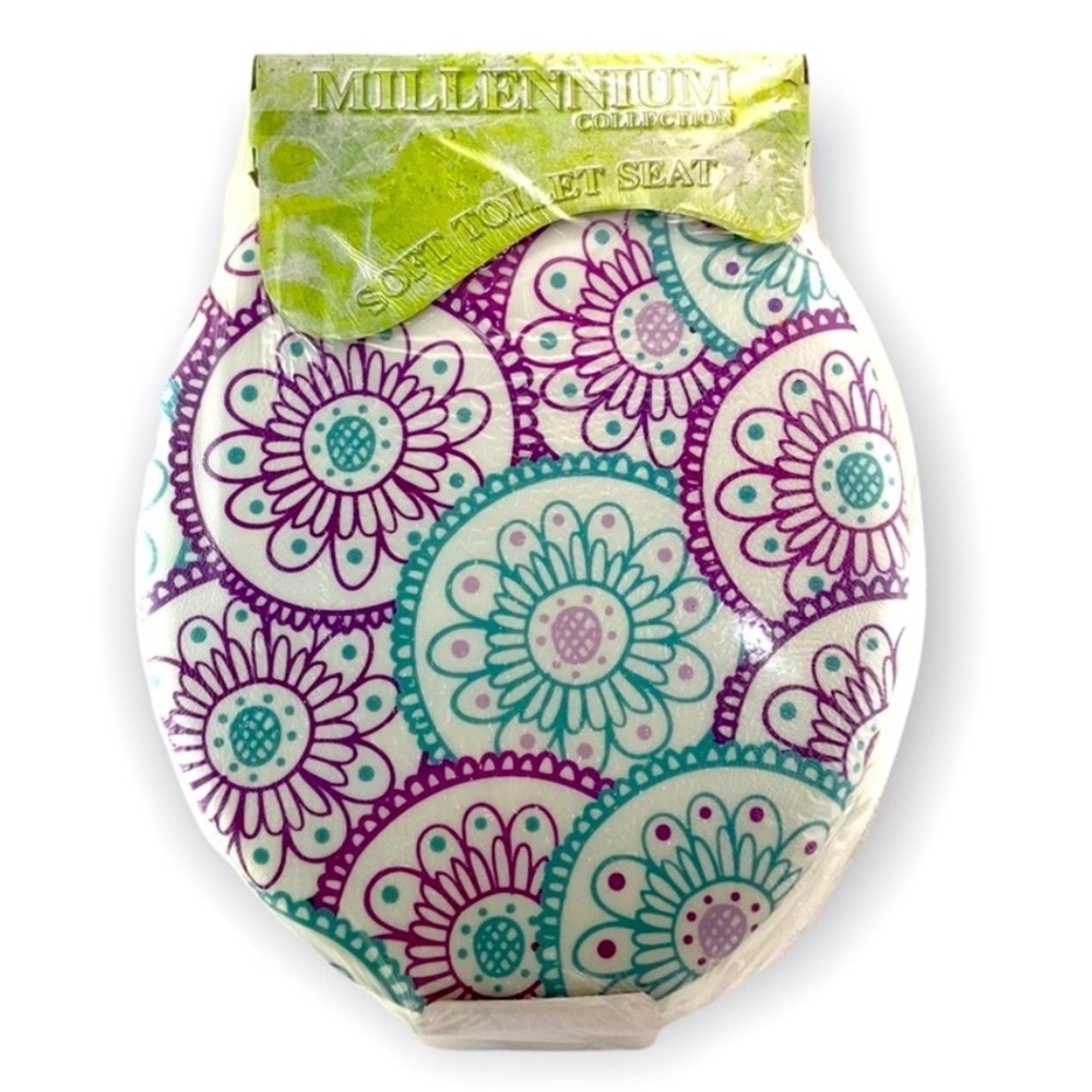 Decorative Toilet Seat Dream Wheels White Purple Teal Geometrical Floral - Picture 15 of 15